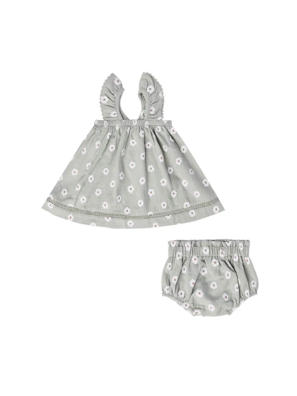 Quincy Mae Sage Green Floral Sundress for Kids